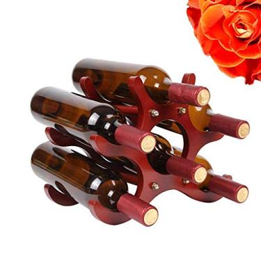 Imagem de Pkfinrd Estante de vinho criativo europeu de madeira sólida para decoração de garrafas de vinho para casa e decoração de sala de estar