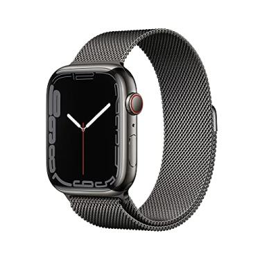 Imagem de Apple Watch Series 7 (GPS + Cellular), Caixa em aço inoxidável grafite de 45 mm com Pulseira estilo milanes grafite