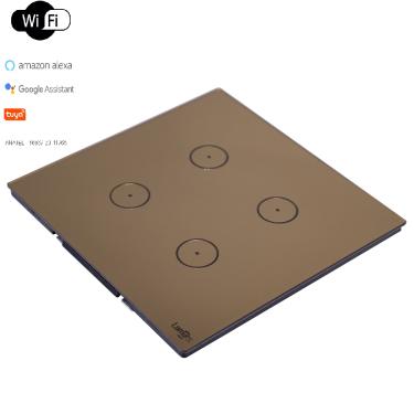 Imagem de Interruptor Touch Wi-Fi Tok Glass 4 Botões Bronze 4X4 Lumenx