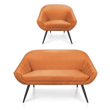 Imagem de Kit 1 Namoradeira 2 Lugares 1 Poltrona GiovanaPés Palito