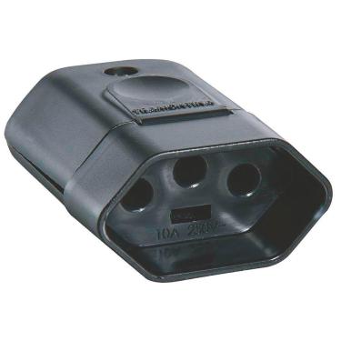 Imagem de Plugue Fêmea 2P+T 250 V 10 A Tramontina Preto Tramontina