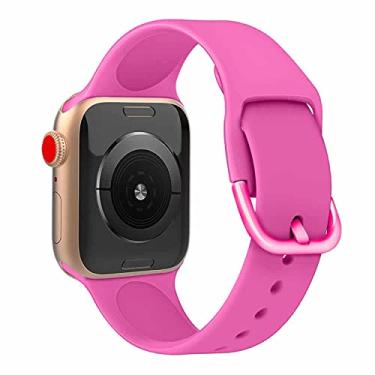 Imagem de Pulseira Silicone Moderna compatível com Apple Watch 41mm 40mm e 38mm - Marca LTIMPORTS (Pink - Tamanho M/L [G])