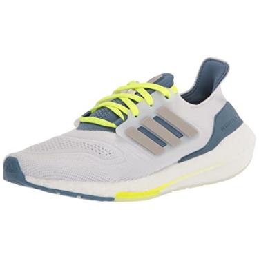 Imagem de adidas Tênis de corrida masculino Ultraboost 22, Branco/cinza metálico/verde linho, 11.5