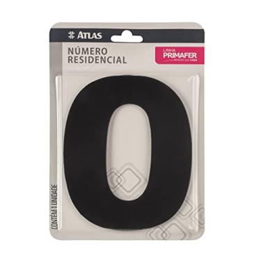 Imagem de Atlas - Número Residencial 0 (Zero) em Alumínio com Fita VHV para Fixação para Área Interna e Externa, Cor Preta