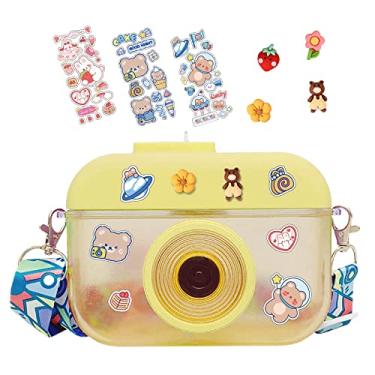 Imagem de Garrafa Kawaii Occitop para Meninas, Câmera Criativa, com Canudo e Adesivo, à Prova de Vazamento, com Alça de Ombro Ajustável para Escola, Esportes, Viagens e Academia, 400 ml