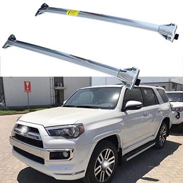 Imagem de UDP 2 peças serve para para-yo-ta 4 corredores 2010-2019 aço inoxidável ajustável barra transversal trilho de telhado bagageiro barra de rack de teto prata