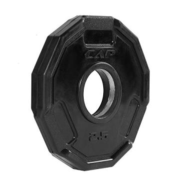 Imagem de CAP Barbell Placas de peso com aderência olímpica de borracha de 12 lados, preta, simples, 1,1 kg