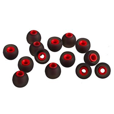 Imagem de Xcessor (S 7 pares (14 peças) de substituição de silicone para fone de ouvido intra-auricular de tamanho pequeno, pontas de substituição para fones de ouvido intra-auriculares populares. Preto/Vermelho