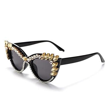 Imagem de Óculos de sol de luxo moda vintage olho de gato diamante feminino masculino cristal strass óculos de sol designer tons óculos, 6, tamanho único