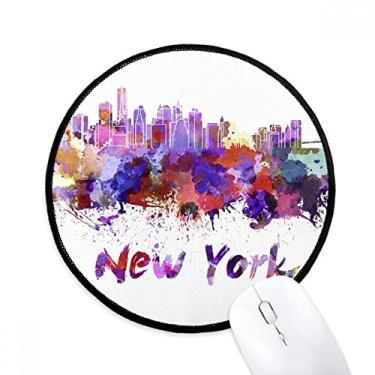 Imagem de DIYthinker New York America City Mouse pad aquarela desktop escritório tapete redondo para computador
