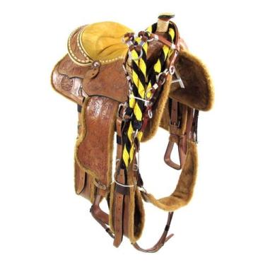 Imagem de Sela Natural 16 Polegadas Prova De Laço Americana Entalhada Resistente