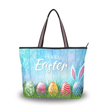 Imagem de Bolsa feminina com alça superior e bolsa de ombro Happy Easter e Eggs, Multicolorido., Large