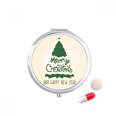 Imagem de Porta-comprimidos, caixa de armazenamento de medicamentos com ilustração verde Merry Christmas Tree