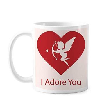 Imagem de I Adore You Caneca vermelha de cerâmica para o Dia dos Namorados