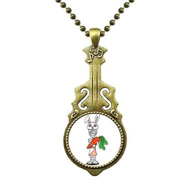 Imagem de DIYthinker Colar de chapéu de coelhos Hórus Egito Mamãe Egito Colar com pingente de música de guitarra antiga