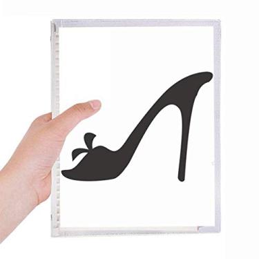 Imagem de Caderno de salto alto preto com estampa de flores e folhas soltas diário recarregável