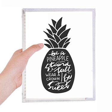 Imagem de Caderno Be a Pineapple com citação alta, preto, folhas soltas, diário recarregável, papelaria