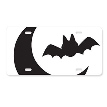 Imagem de DIYthinker Placa de carro Moon Bat Happy Fear Halloween Decoração de carro Acessório de aço inoxidável