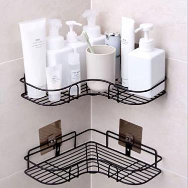 Imagem de Kit 2 Prateleiras Para Banheiro Lavanderia Cozinha Quarto Adesiva Decorativa Organizadora Lateral 25cm (Preto)