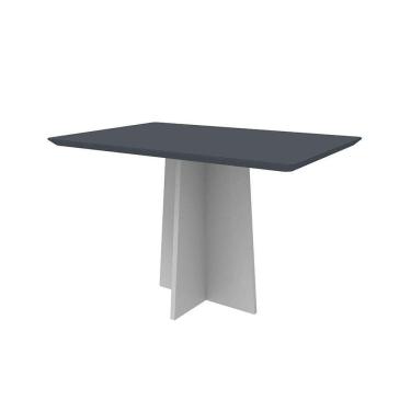 Imagem de mesa de jantar retangular com tampo de vidro anitta cinza e off white 120 cm