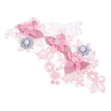 Imagem de Operitacx 2 Unidades canteiro de flores calça criatividade artesanato Estilo pearl lenço bordados decoração floral decoração rosa remendo de roupa de pérola patch de pérola roupas aplique