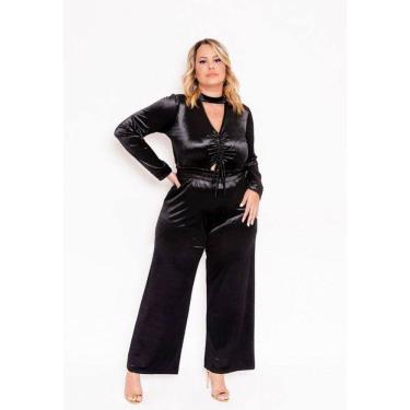 Imagem de Conjunto Feminino Plus Size Veludo Brilhoso