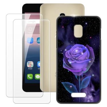 Imagem de MILEGOO Capa Alcatel One Touch Pop Star 3G 5022X 5022D + 2 peças protetoras de tela de vidro temperado, capa ultrafina de silicone TPU macio à prova de choque (12,7 cm) rosa