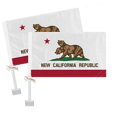 Imagem de 2 peças Nova bandeira de carro da República da Califórnia, decoração de urso californiano, decorações californianos, banner 150D impresso digital de duas camadas para carro caminhão Vechile