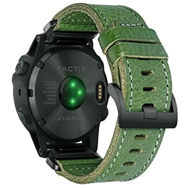 Imagem de Pulseira de relógio Garmin compatível com Garmin, pulseira de relógio de couro legítimo, pulseira retrô vintage para fénix/Forerunner/Vivoactive/Approach/MARQ/quatix/D2 Series Tough Replacement Band