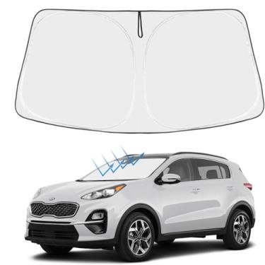 Imagem de Proadsy Protetor solar para para-brisa 2025 com ajuste personalizado Kia Sportage 2017-2022 4 camadas protetor de para-sol frontal dobrável blocos de viseira de sol raios UV mantêm o refrigerador do