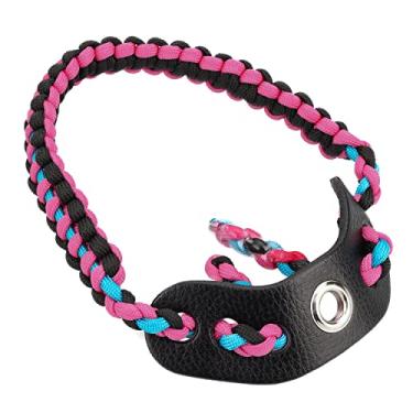 Imagem de SUNYA Alça de pulso com arco de tiro, alça de paracord 550 confortável na mão. Pala de couro 100% flor integral, várias cores camufladas. Ajuste estabilizador de arco composto e recurvo. (Halo 46)