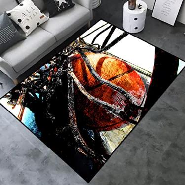 Imagem de Tapetes de basquete Fire grande área legal 3D basquete dunk tapete gráfico para sofá tapete de porta cozinha quarto sala de jogos tapetes antiderrapantes quarto (basquete - 4, 100.1 cm x 159.8 cm (100