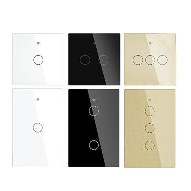 Imagem de ZMIN Interruptor de luz de toque de parede WiFi controle remoto sem fio Tuya/Smart Life App Backlight funciona com controle de voz EUA UE preto #1-Gang#US NoNeutral