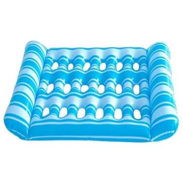 Imagem de Cama de dormir inflável em pvc, espreguiçadeira flutuante, colchão de ar dobrável para piscina, para festa na piscina (Azul claro)