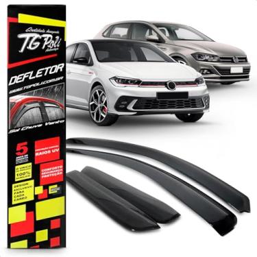 Imagem de Calha Chuva Defletor Inteiriça Slim Polo Hatch 4 Portas 2020 2021 2022 2023 Fumê 100% Acrílico