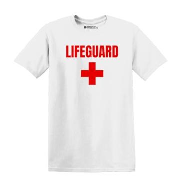 Imagem de Camiseta Lifeguard Staff - Logotipo ousado na frente para homens ou mulheres - 100% algodão fiado, Branco, P
