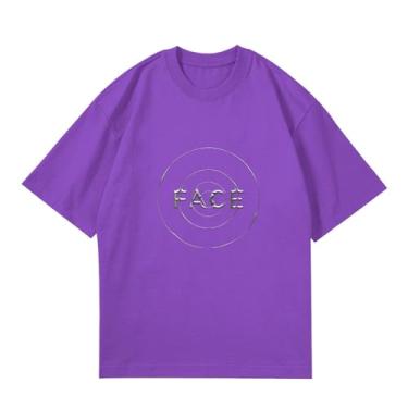 Imagem de Camiseta Jimin Solo Face, camisetas soltas k-pop unissex com suporte de mercadoria estampadas camisetas de algodão, Roxo, P
