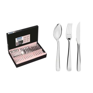 Imagem de Faqueiro Pacific Em Aço Inox Com Facas Para Churrasco Acabamento Alto Brilho Com Detalhes