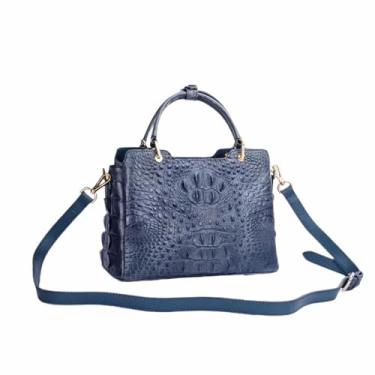 Imagem de Bolsa feminina autêntica de couro jacaré genuíno exótico pele de crocodilo bolsa de ombro única feminina bolsa cruzada, Cinza, 27cm(Width) x 20cm(Height) x 12cm(Deep)