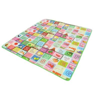 Imagem de Tapete infantil de 2 x 1,8 m, impermeável, dobrável, tapete de engatinhar, tapete para uso externo/interno, estampa animal Kingdom