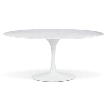 Imagem de Mesa De Jantar Saarinen Oval 180x100 Cm Mármore Branco Extra Base Branca
