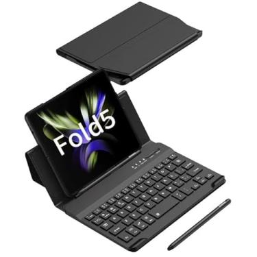 Imagem de Teclado e mouse sem Fio para Celular, Capa de Courino com Teclado Magnético, Mouse e Caneta