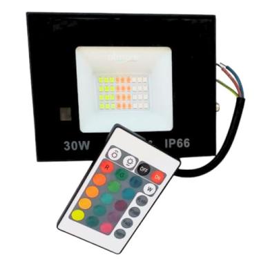 Imagem de Refletor Led Colorido Rgb 30w IP66 Luminaria Holofote Prova D' Agua Bivolt 110/220V Iluminação Jardim