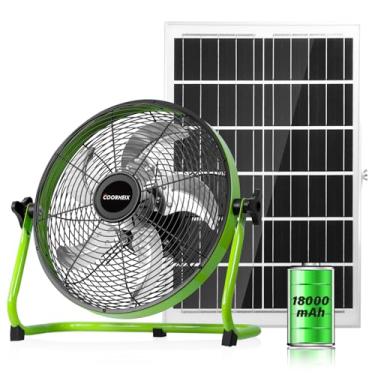 Imagem de COORHEIX Ventilador de Chão Solar Portátil de 30 cm, Recarregável, 5 Lâminas, Inclinação de 360°, Verde/Preto, Moderno, Grande