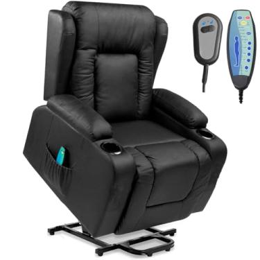 Imagem de Poltrona do Papai Com Elevação e Reclinação automatica Massagem Aquecimento para amamentação relaxamento e descanso Poltrona de Shopping serve para sala de estar quarto e cinema em casa cor Preto