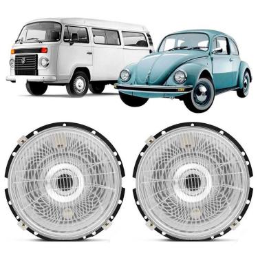 Imagem de Kit 2 Farois de Fusca 1976/1996 Kombi 1976/2014 Passat 1974/1978 Vidro