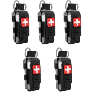 Imagem de ZZY Bolsa de torniquete tático (5 peças), bolsa para tesouras médicas Molle, bolsa EMT, adequada para torniquete, tesouras EMT, faca dobrável, bolsa organizadora pequena para uso ao ar livre