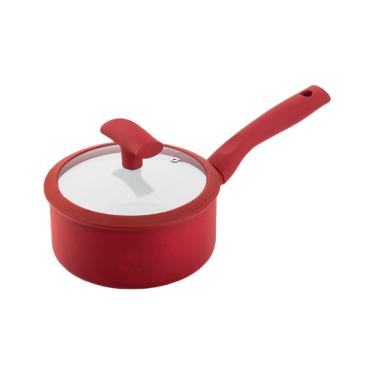 Imagem de Panela Hercules Redonda Antiaderente Ceramica Indução Vermelha 16x8cm 1,5L