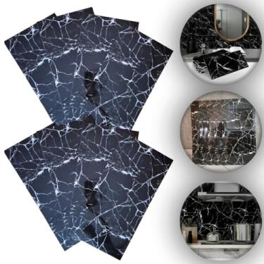 Imagem de 10 Placas Adesivas Parede Painel Mármore Preto Revestimento 30x60 Decoração Adesivo Banheiro Porcelanato Decoração Autocolante Kit 3d 30x60 Lavavél