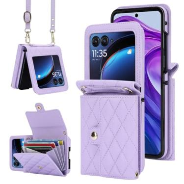 Imagem de Asuwish Capa de telefone para Motorola Razr 2024/Moto Razr 50 capa carteira com bloqueio de RFID alça de pulso transversal suporte para cartão de crédito bolsa acessórios para celular Razr2024 5G